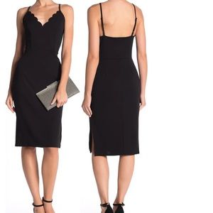 Socialite Scallop Trim Bodycon Dress - black